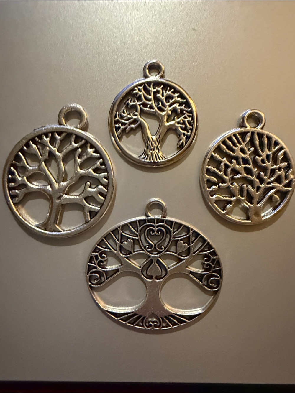 Tree of Life Silver Charm Pendants - Set of 4